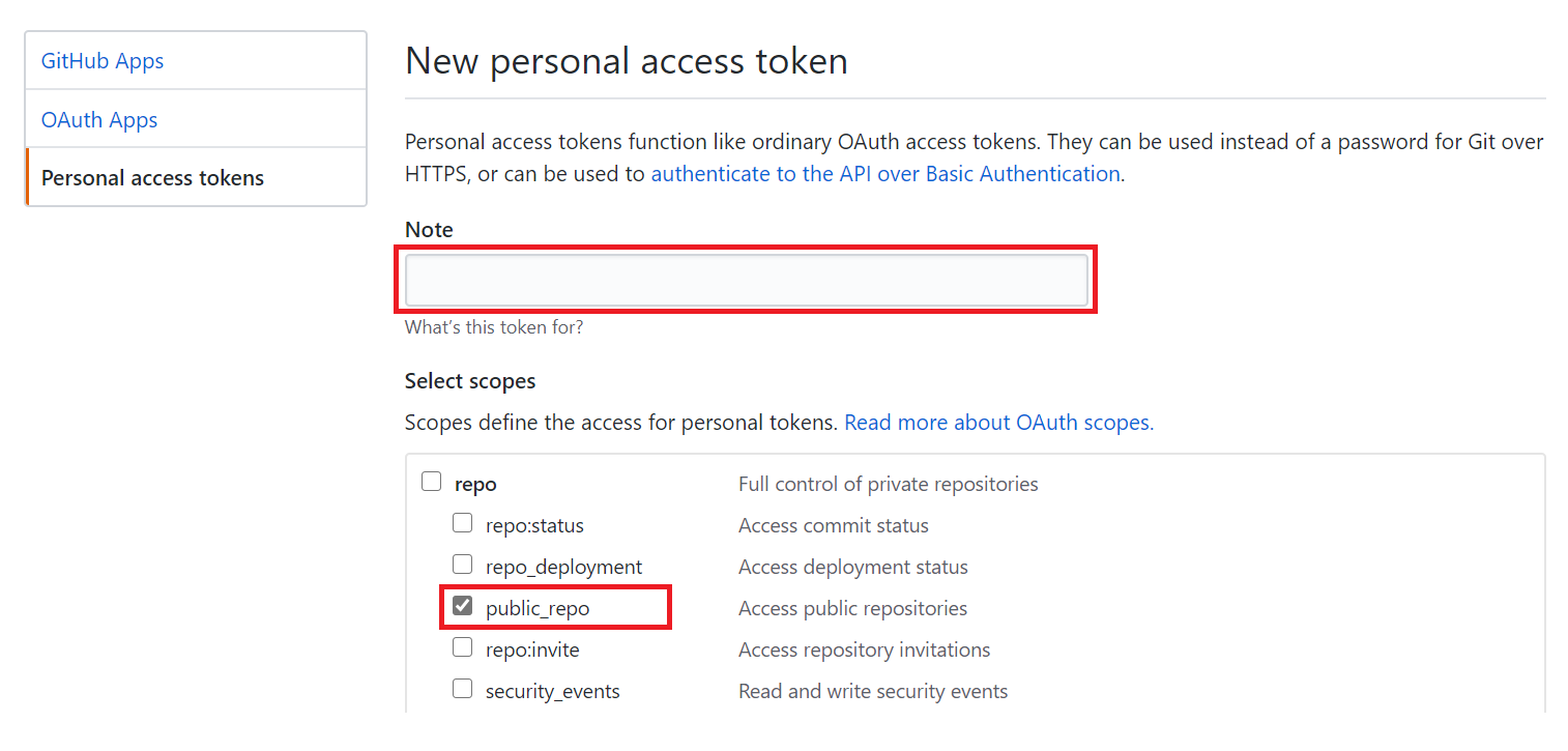 Create Personal access tokens